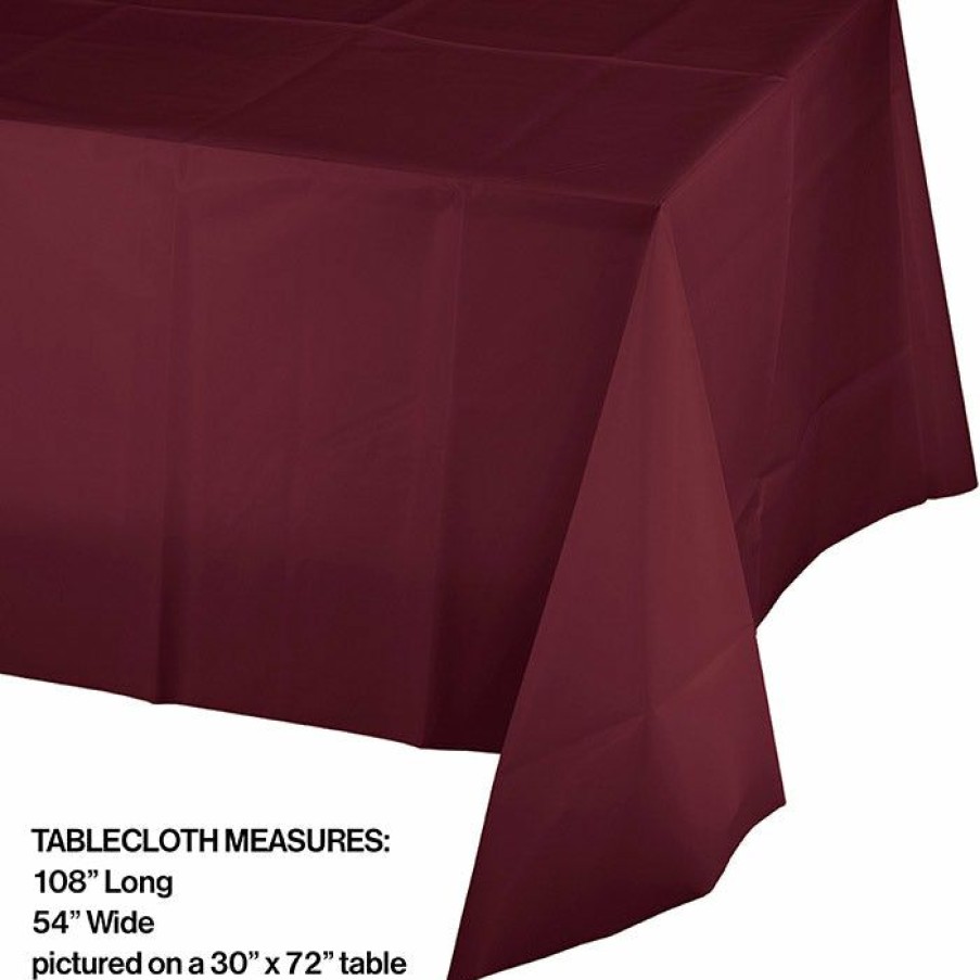 Solid Color Tableware * | Creative Converting Burgundy Tablecover Plastic 54 X 108 Solid Color Tableware