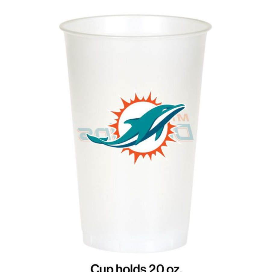 Sports * | Creative Converting Miami Dolphins Plastic Cup, 20Oz 8Ct