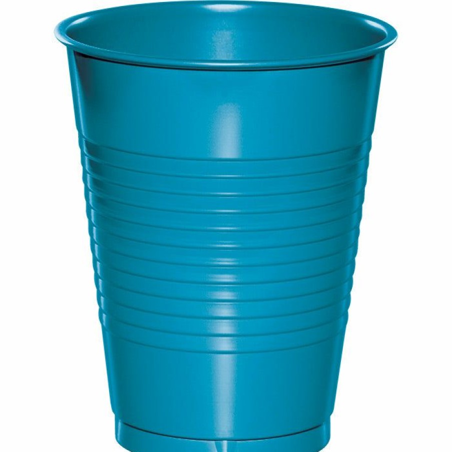 Solid Color Tableware * | Creative Converting Turquoise Blue Plastic Cups, 20 Ct Solid Color Tableware