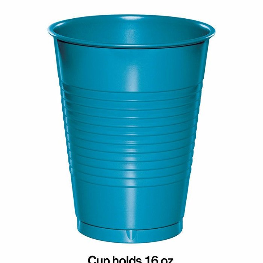 Solid Color Tableware * | Creative Converting Turquoise Blue Plastic Cups, 20 Ct Solid Color Tableware