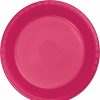 Solid Color Tableware * | Creative Converting Hot Magenta Pink Plastic Dessert Plates, 20 Ct Solid Color Tableware