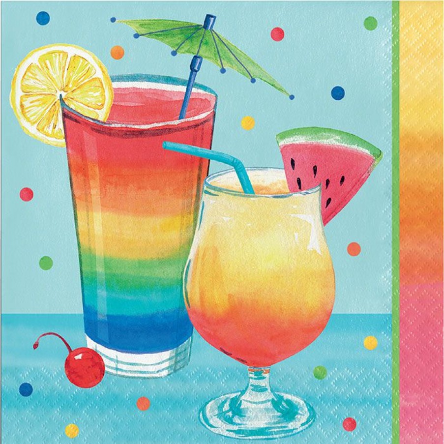 Holidays * | Creative Converting Summer Cocktails Luncheon Napkin 16Ct Summer, Bbq And Picnic Themed Decorations