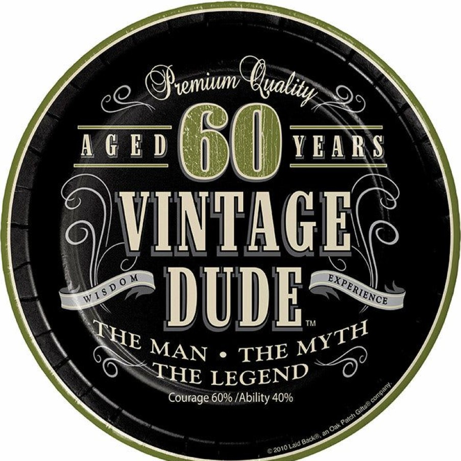 Birthdays * | Creative Converting Adult Birthday Party Themes Vintage Dude 60Th Birthday Dessert Plates, 8 Ct