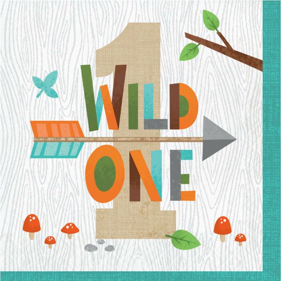 Birthdays * | Creative Converting Wild One Woodland Napkins, Pack Of 16