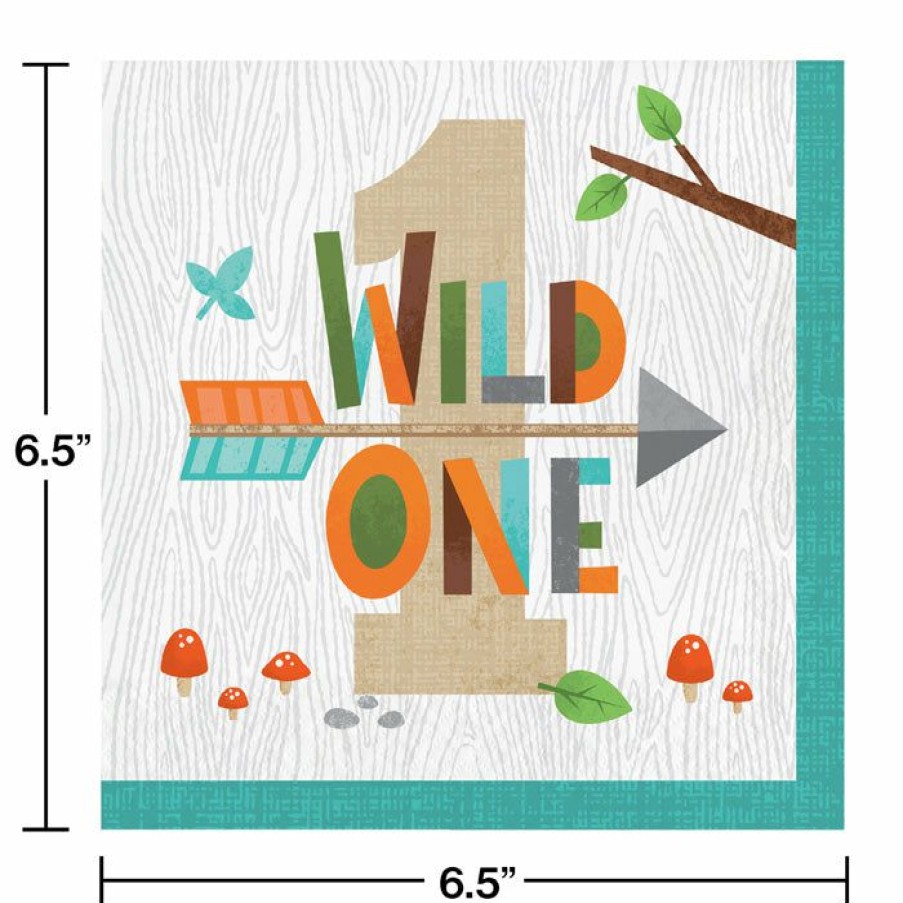 Birthdays * | Creative Converting Wild One Woodland Napkins, Pack Of 16