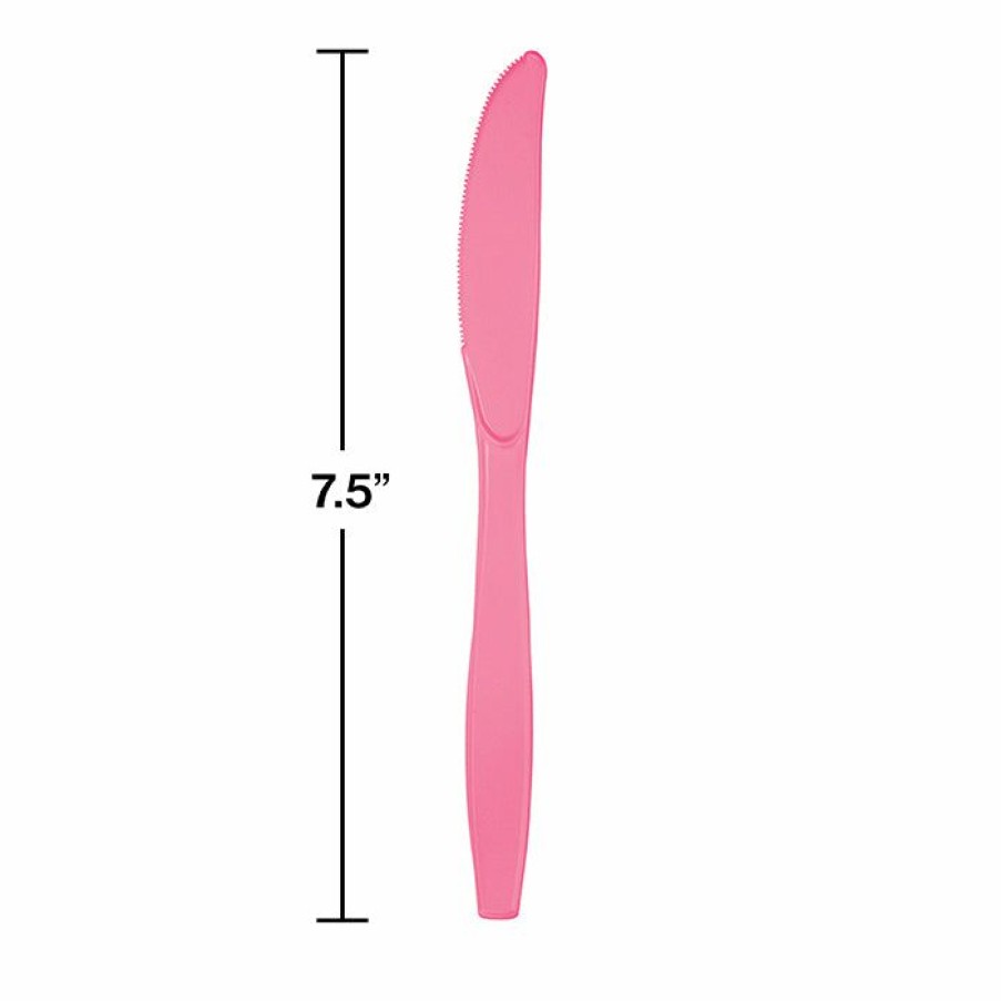 Solid Color Tableware * | Creative Converting Candy Pink Plastic Knives, 24 Ct Solid Color Tableware