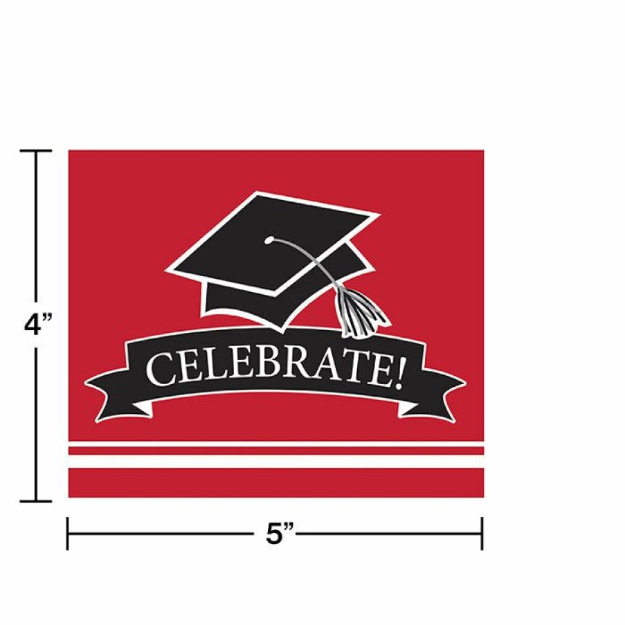 Graduation Party Supplies * | Creative Converting Graduation School Spirit Red Invitations, 25 Ct