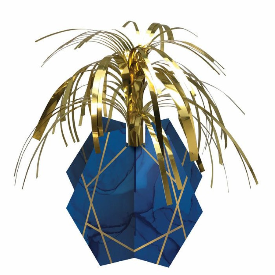 Bridal And Wedding * | Creative Converting Navy Blue And Gold Foil Centerpieces 6 Ct