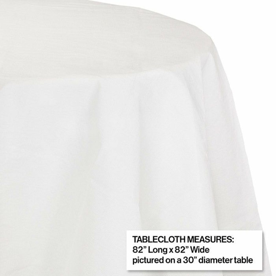 Solid Color Tableware * | Creative Converting White Tablecover, Octy Round 82 Polylined Tissue