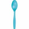 Solid Color Tableware * | Creative Converting Bermuda Blue Plastic Spoons, 24 Ct Solid Color Tableware