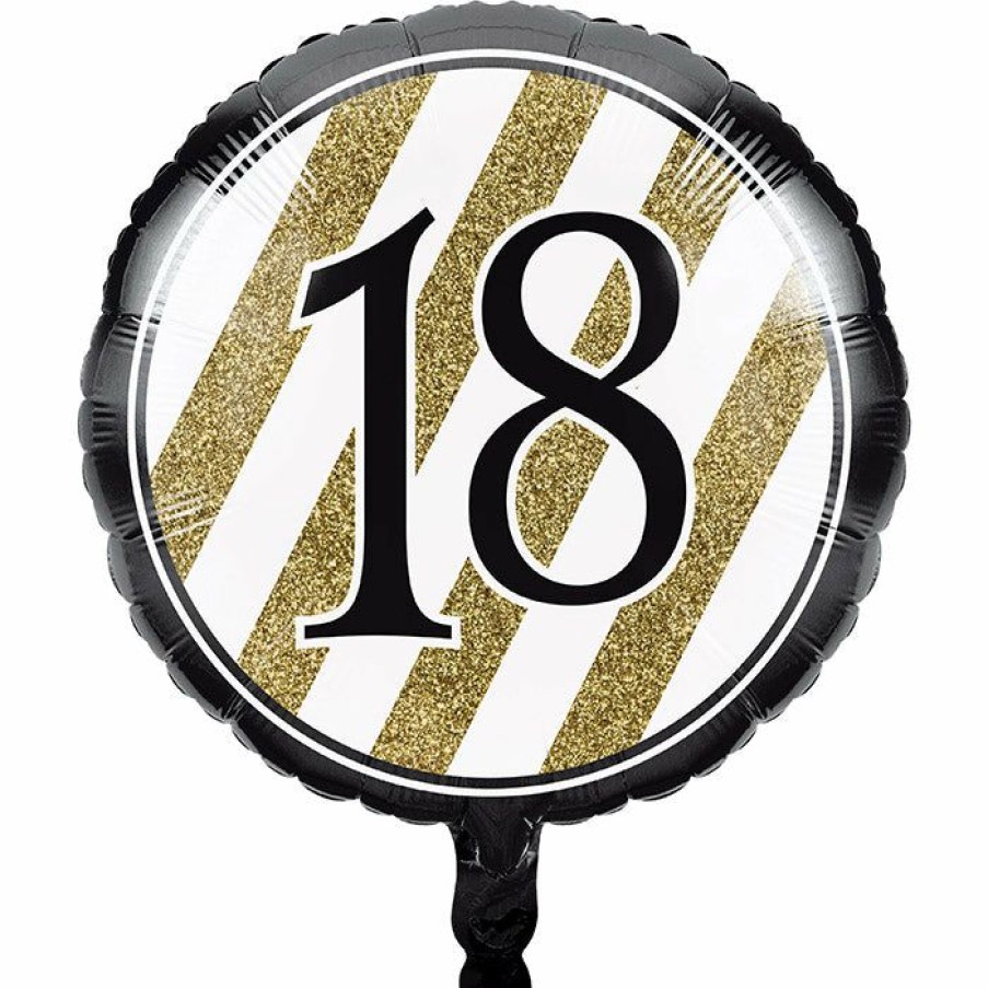 Birthdays * | Creative Converting Black & Gold Metallic Balloon 18 , '18