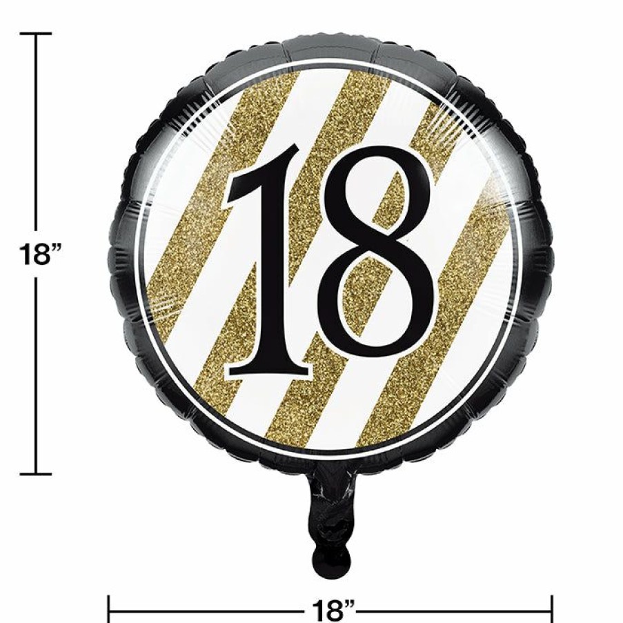 Birthdays * | Creative Converting Black & Gold Metallic Balloon 18 , '18