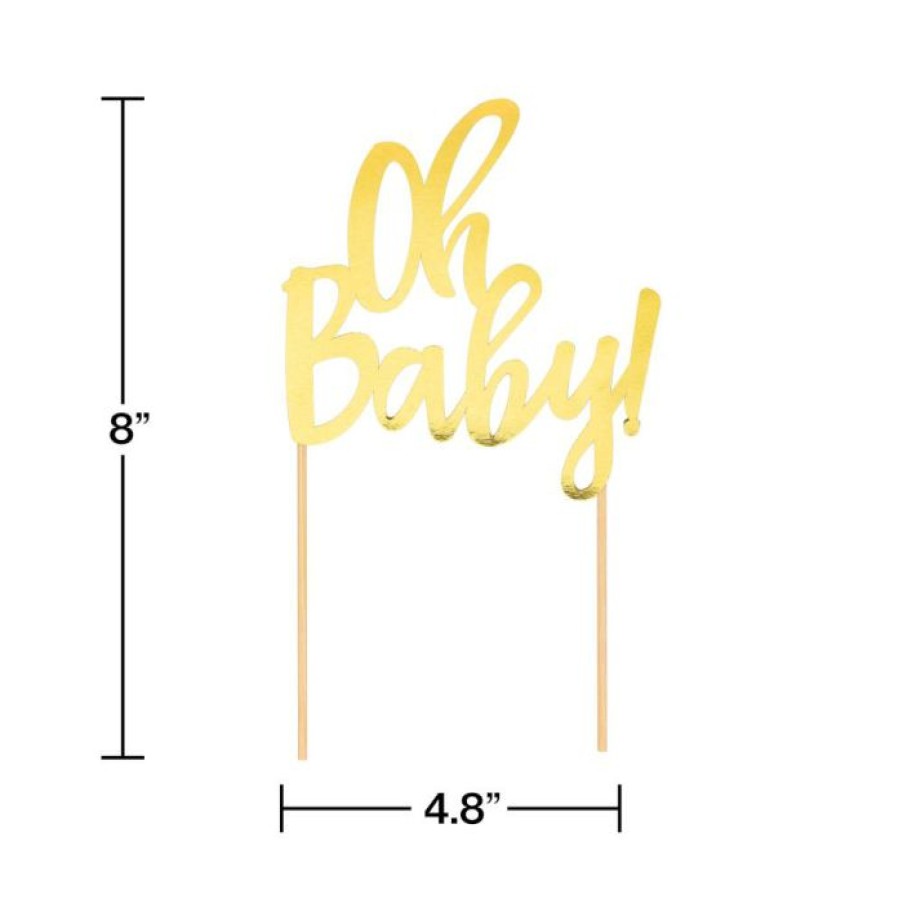 Baby Showers * | Creative Converting Baby Showers Oh Baby Gold Cake Topper (1/Pkg)