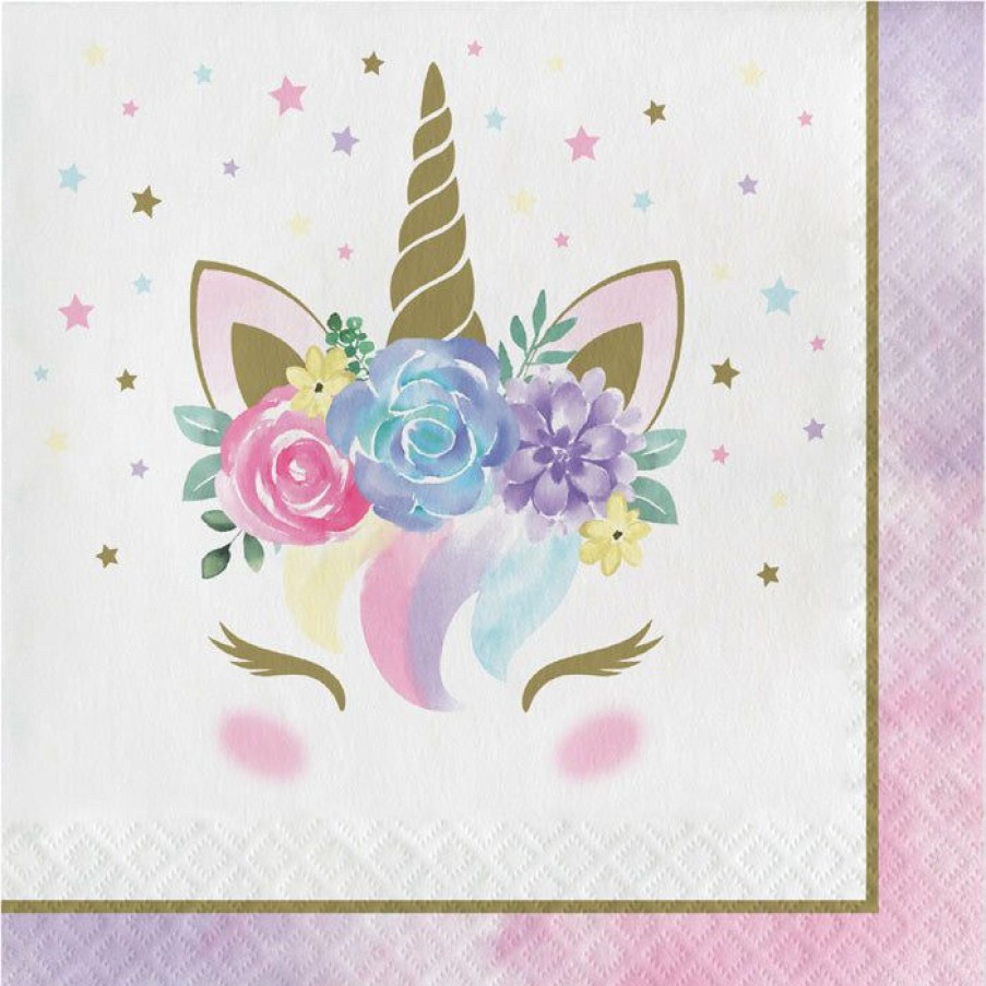 Baby Showers * | Creative Converting Unicorn Pastel Baby Shower Napkins, Pack Of 16