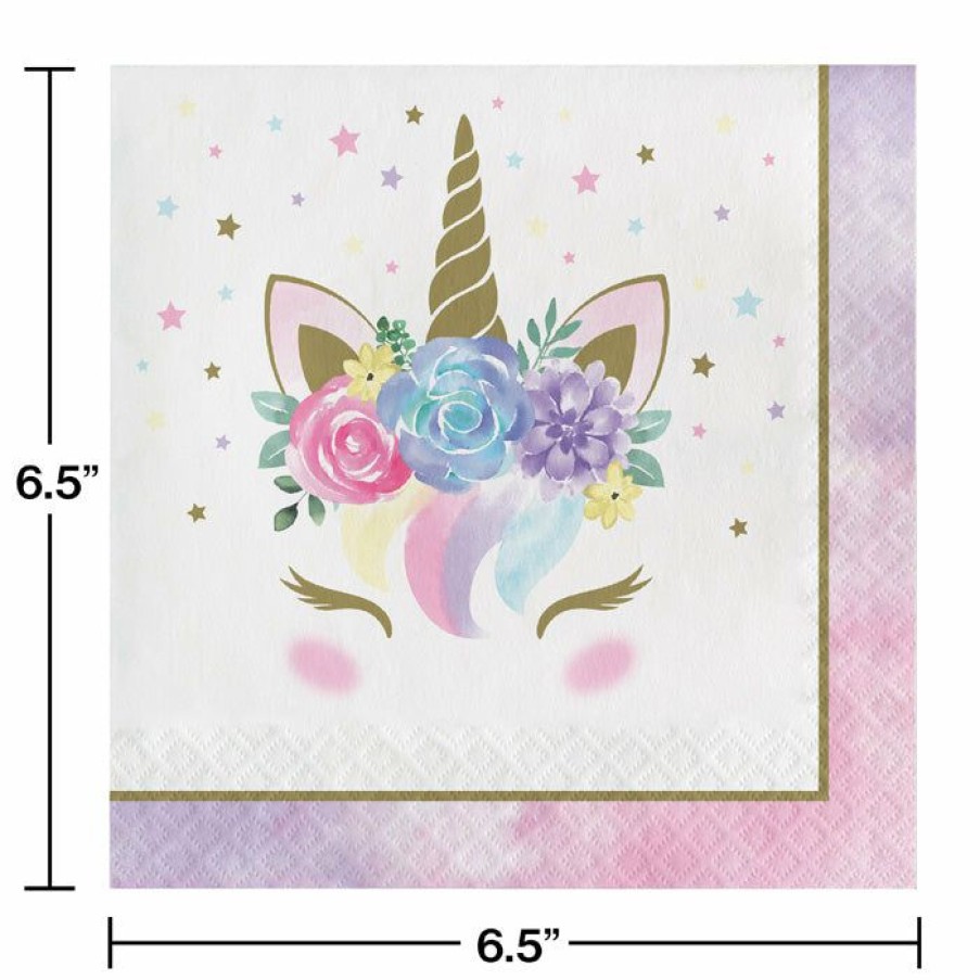 Baby Showers * | Creative Converting Unicorn Pastel Baby Shower Napkins, Pack Of 16