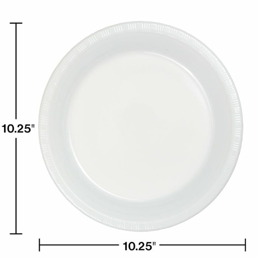 Solid Color Tableware * | Creative Converting White Prem Plastic Banquet Plates, 20 Ct Solid Color Tableware