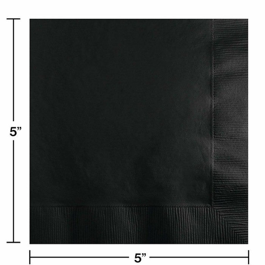 Solid Color Tableware * | Creative Converting Black Velvet Beverage Napkin 2Ply, 50 Ct