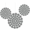 Themed Tableware * | Creative Converting Themed Tableware Gray And White Buffalo Check Paper Fans 18 Ct