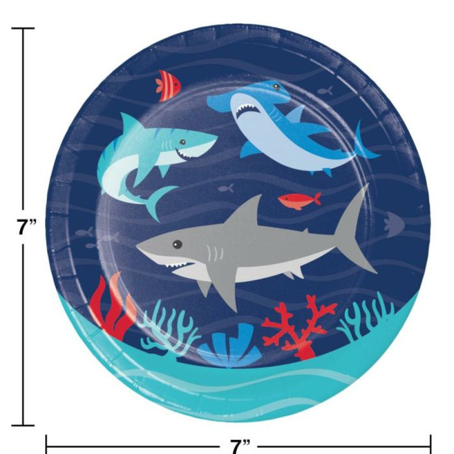 Birthdays * | Creative Converting Shark Party Dessert Plate (8/Pkg)