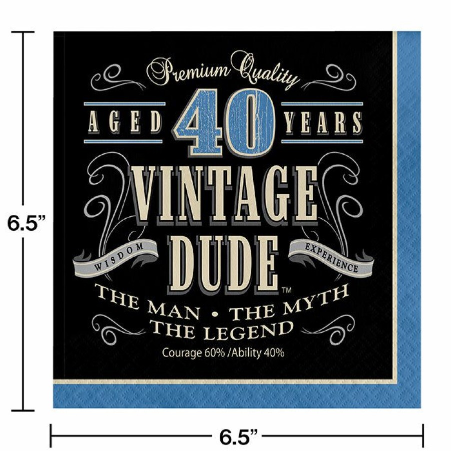 Birthdays * | Creative Converting Vintage Dude Luncheon Napkin, '40, 16 Ct Adult Birthday Party Themes