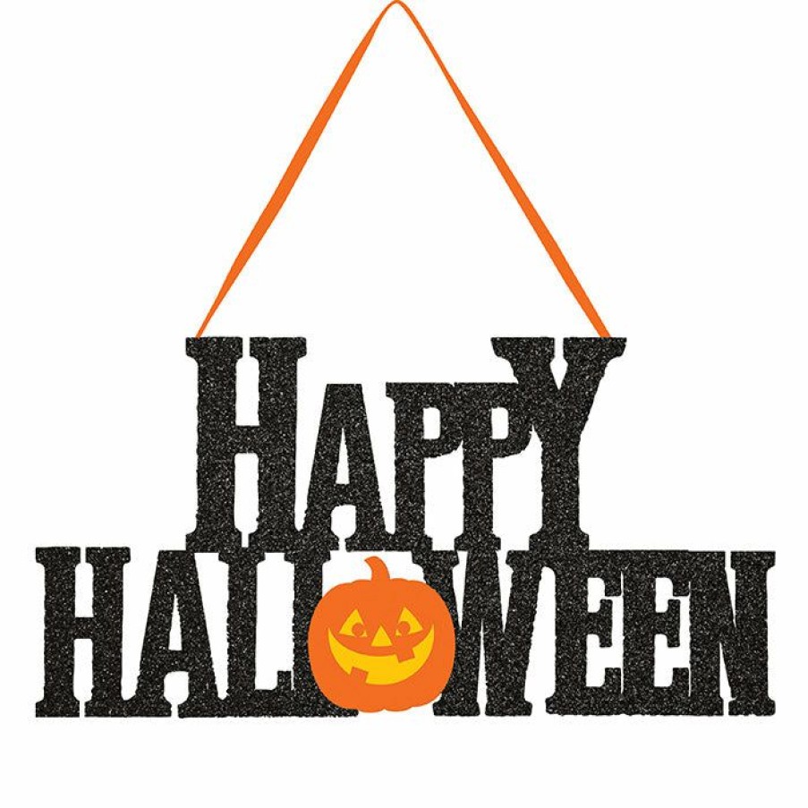 Holidays * | Creative Converting Halloween Party Supplies Happy Halloween Glitter Hanging Sign