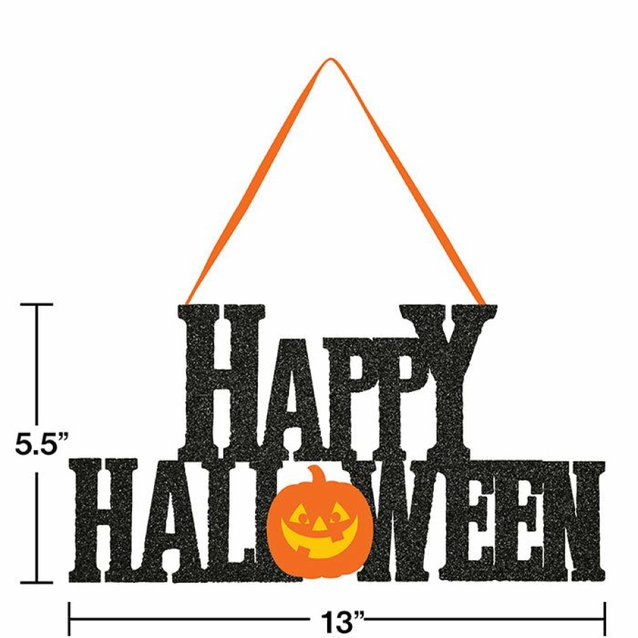 Holidays * | Creative Converting Halloween Party Supplies Happy Halloween Glitter Hanging Sign