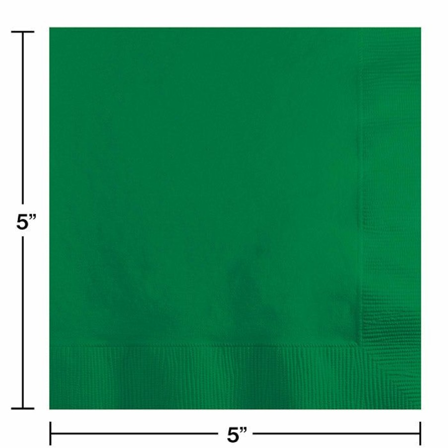 Solid Color Tableware * | Creative Converting Emerald Green Beverage Napkin, 3 Ply, 50 Ct Solid Color Tableware