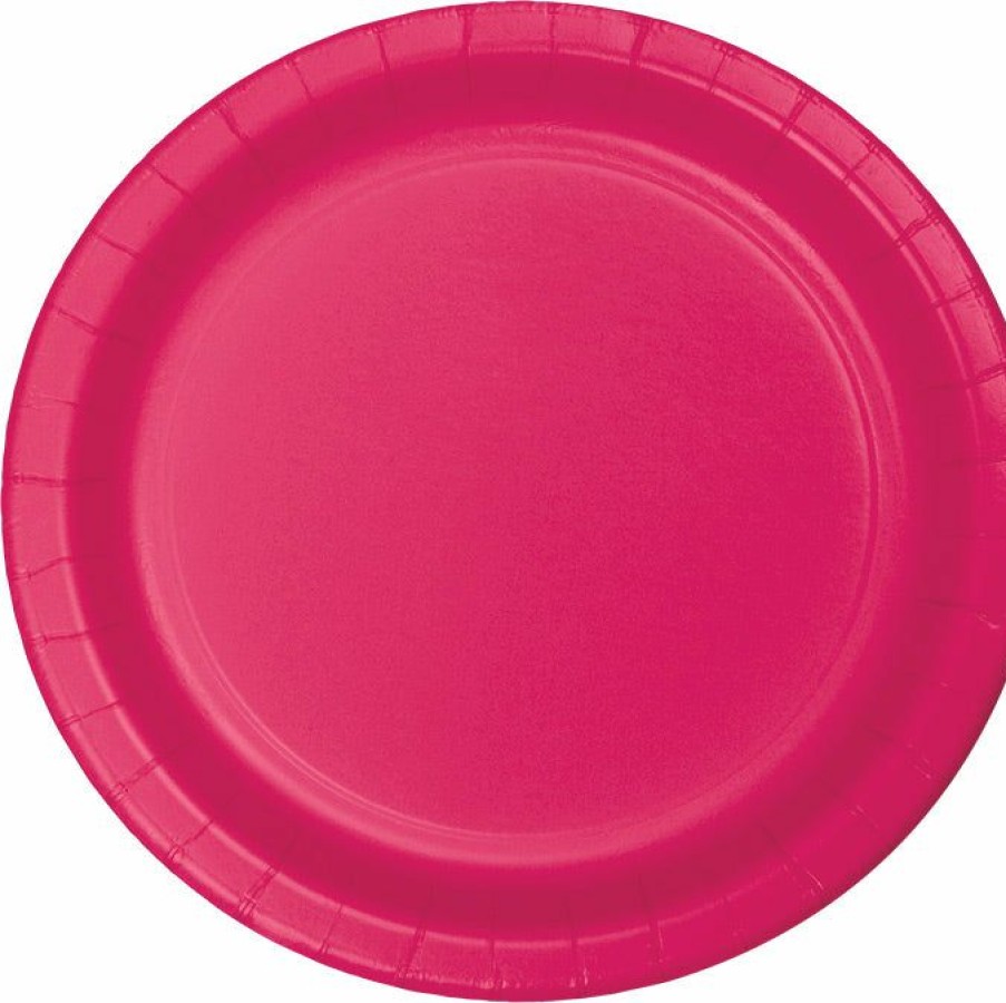 Solid Color Tableware * | Creative Converting Hot Magenta Pink Paper Plates, 24 Ct