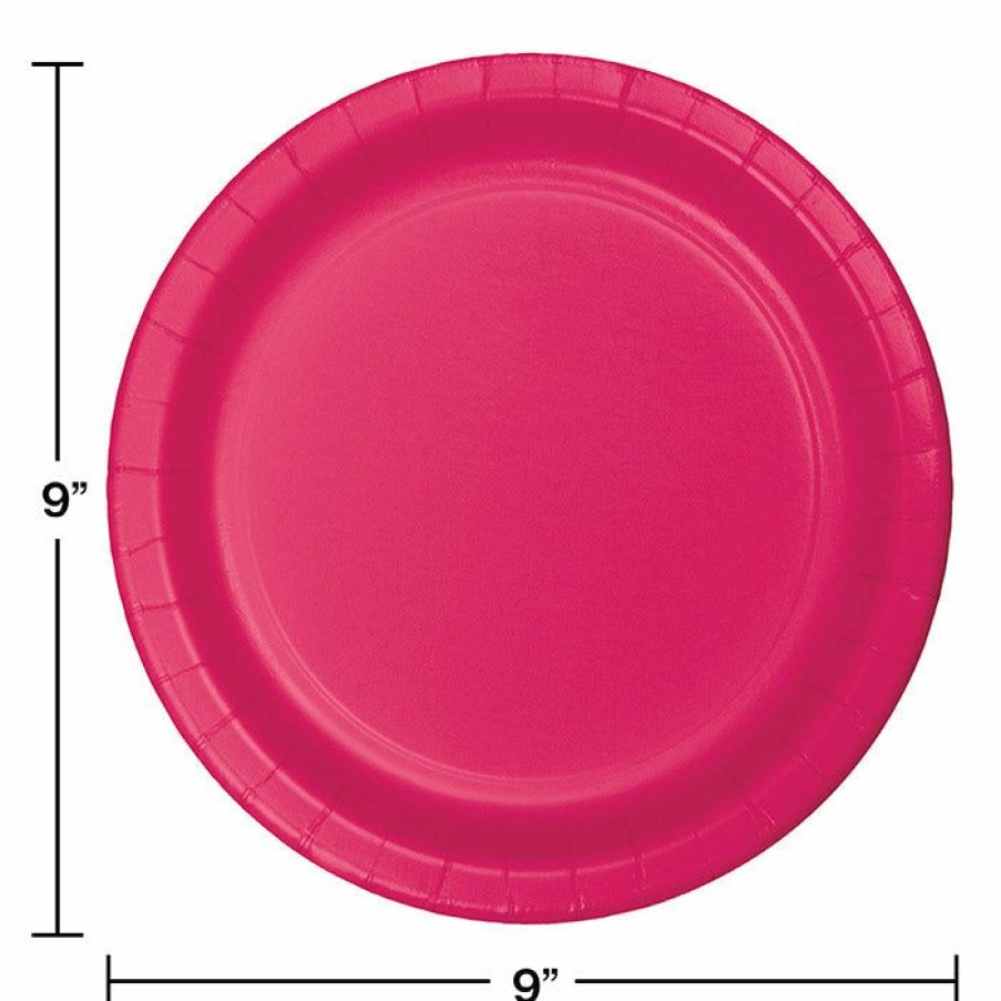 Solid Color Tableware * | Creative Converting Hot Magenta Pink Paper Plates, 24 Ct