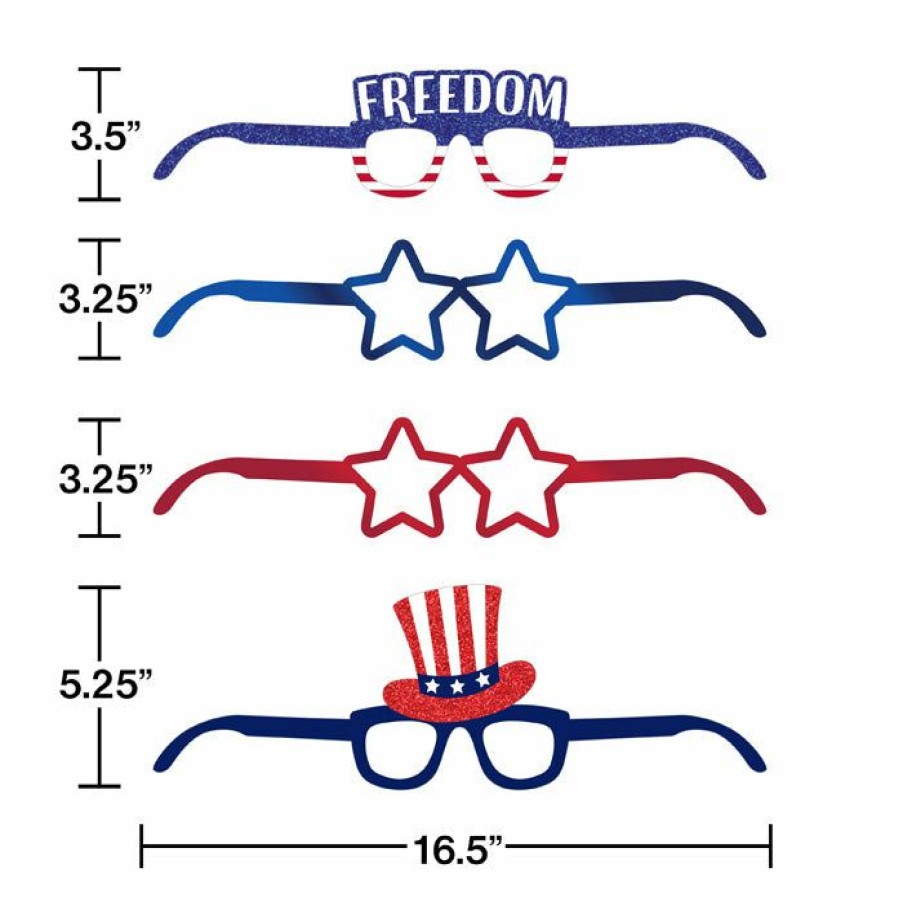 Holidays * | Creative Converting Patriotic And 4Th Of July Party Decorations Patriotic Paper Glasses 4Ct