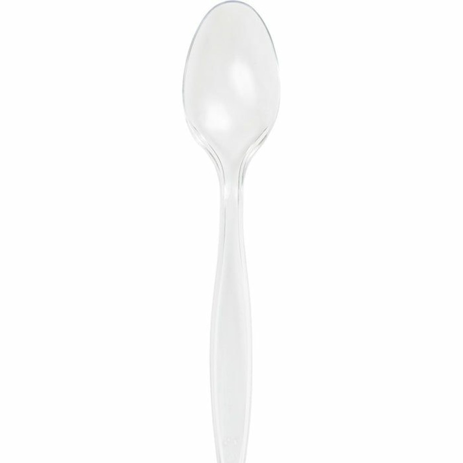 Solid Color Tableware * | Creative Converting Clear Plastic Spoons, 24 Ct Solid Color Tableware