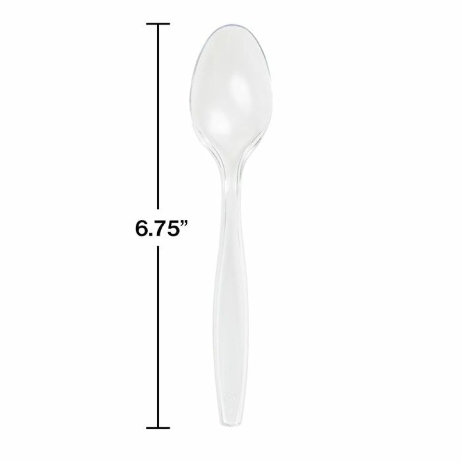 Solid Color Tableware * | Creative Converting Clear Plastic Spoons, 24 Ct Solid Color Tableware