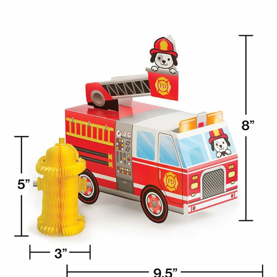 Birthdays * | Creative Converting Kids Birthday Party Themes Fire Truck Centerpiece