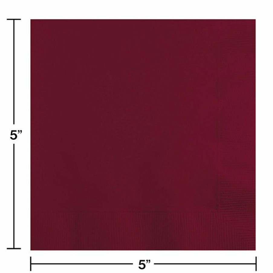 Solid Color Tableware * | Creative Converting Burgundy Beverage Napkin 2Ply, 50 Ct Solid Color Tableware