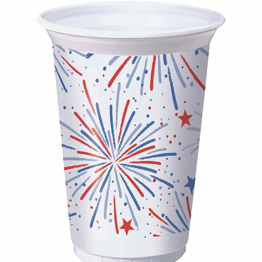 Holidays * | Creative Converting Fun Fireworks Printed Plastic Cups, 16Oz 8Ct Patriotic And 4Th Of July Party Decorations