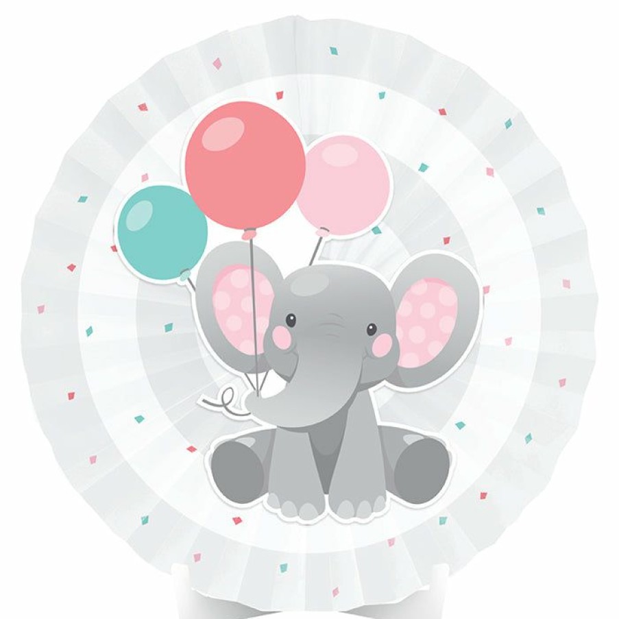 Birthdays * | Creative Converting Enchanting Elephants Girl Centerpiece Paper Fan W/ Cutout