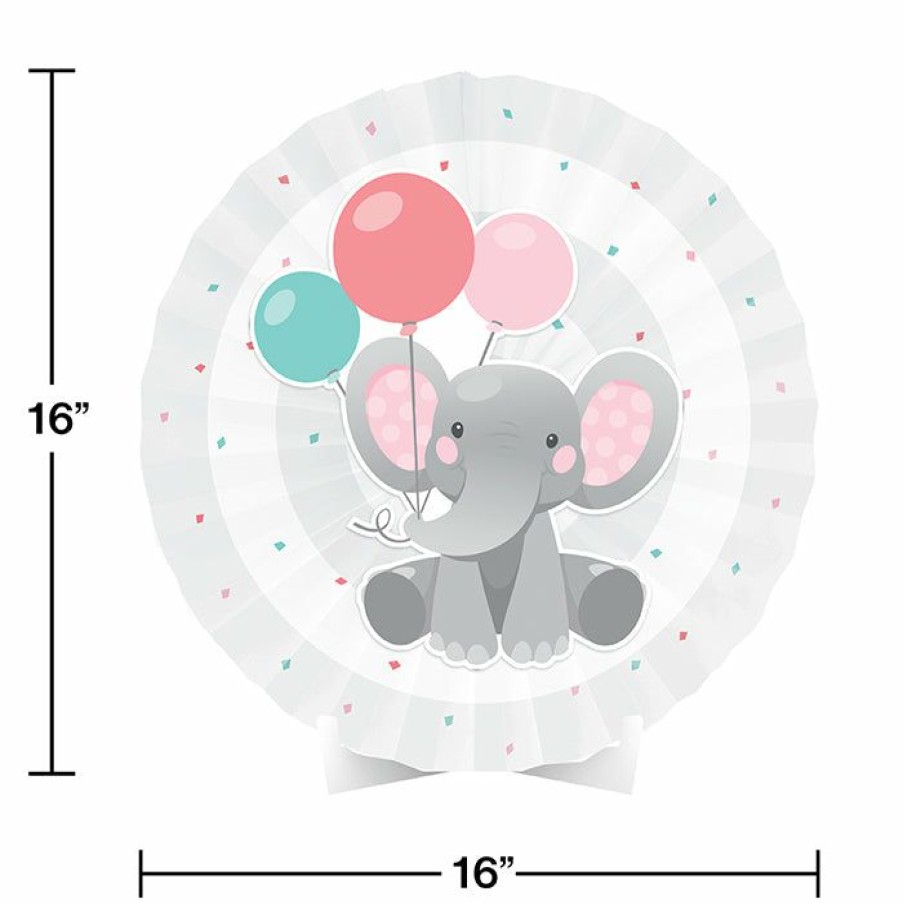 Birthdays * | Creative Converting Enchanting Elephants Girl Centerpiece Paper Fan W/ Cutout