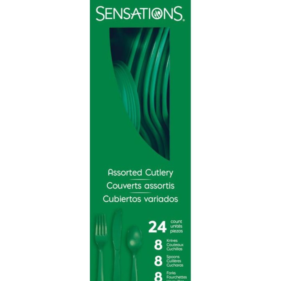 Solid Color Tableware * | Creative Converting Emerald Green 24Ct Assorted Cutlery (24/Pkg)