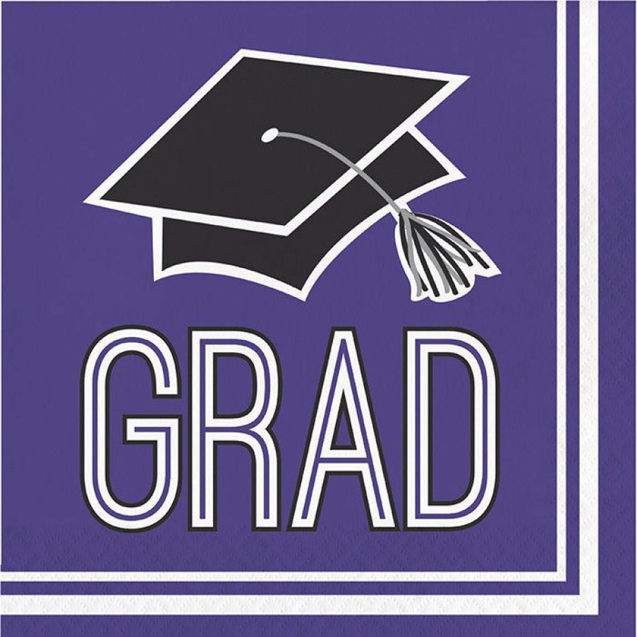 Graduation Party Supplies * | Creative Converting Graduation School Spirit Purple Napkins, 36 Ct