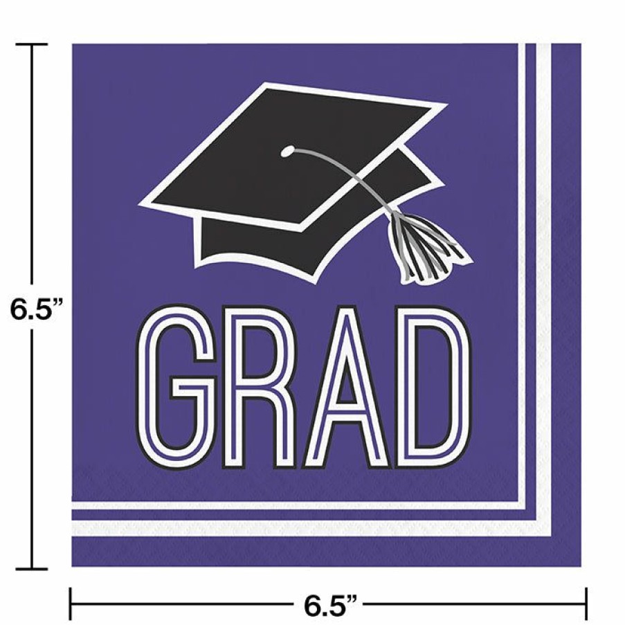 Graduation Party Supplies * | Creative Converting Graduation School Spirit Purple Napkins, 36 Ct