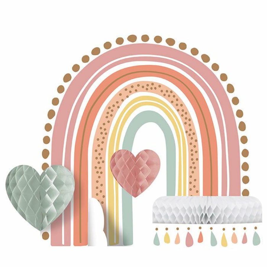 Birthdays * | Creative Converting 1St Birthday Party Themes Boho Rainbow Honeycomb Centerpiece 1Ct