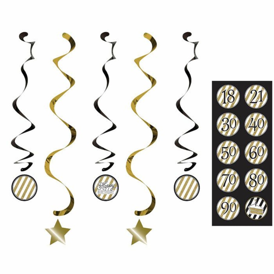 Birthdays * | Creative Converting Black And Gold Dizzy Danglers, 5 Ct