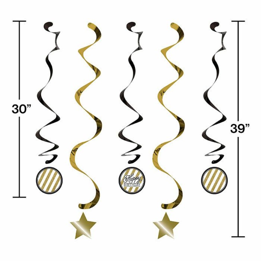 Birthdays * | Creative Converting Black And Gold Dizzy Danglers, 5 Ct