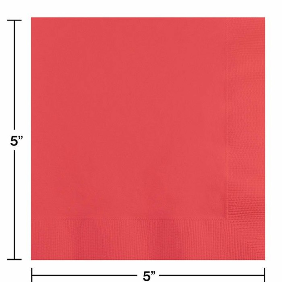 Solid Color Tableware * | Creative Converting Coral Beverage Napkin, 3 Ply, 50 Ct