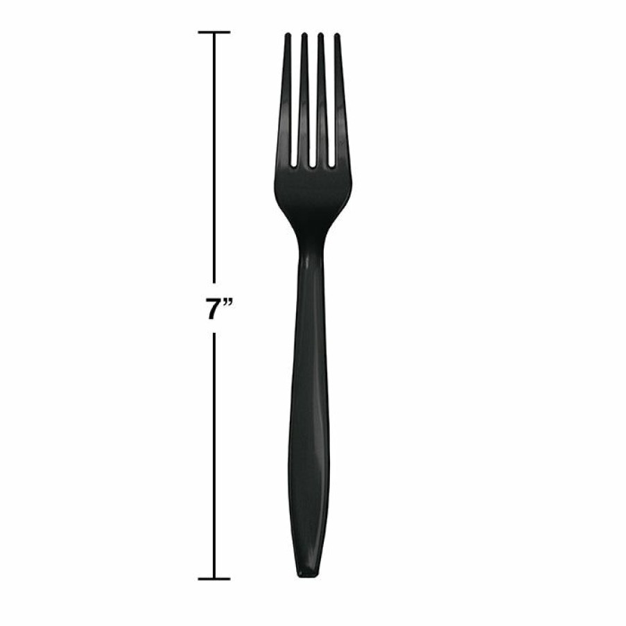 Solid Color Tableware * | Creative Converting Black Plastic Forks, 24 Ct Solid Color Tableware