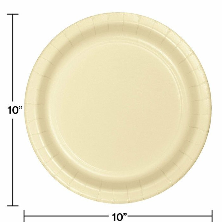 Solid Color Tableware * | Creative Converting Ivory Banquet Plates, 24 Ct Solid Color Tableware