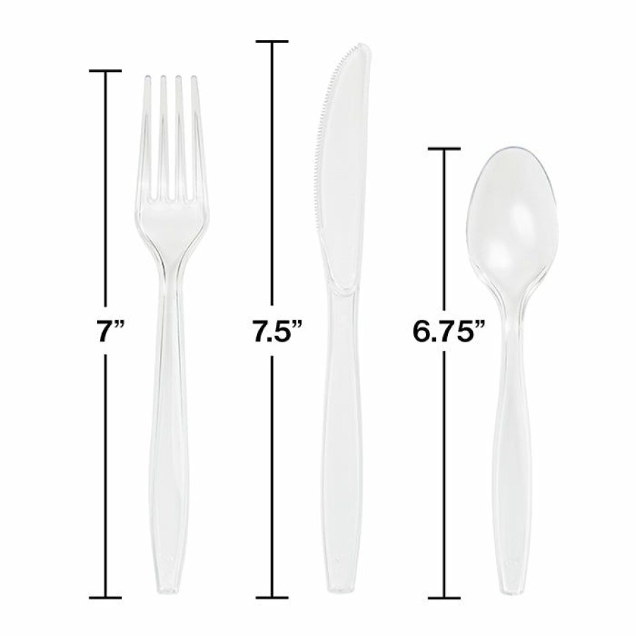 Solid Color Tableware * | Creative Converting Clear Assorted Cutlery Clear, 18 Ct Solid Color Tableware