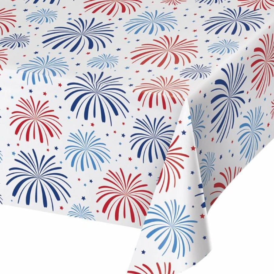 Holidays * | Creative Converting Patriotic Patterns Plastic Tablecover, 54 X 102 All Over Print Patriotic And 4Th Of July Party Decorations