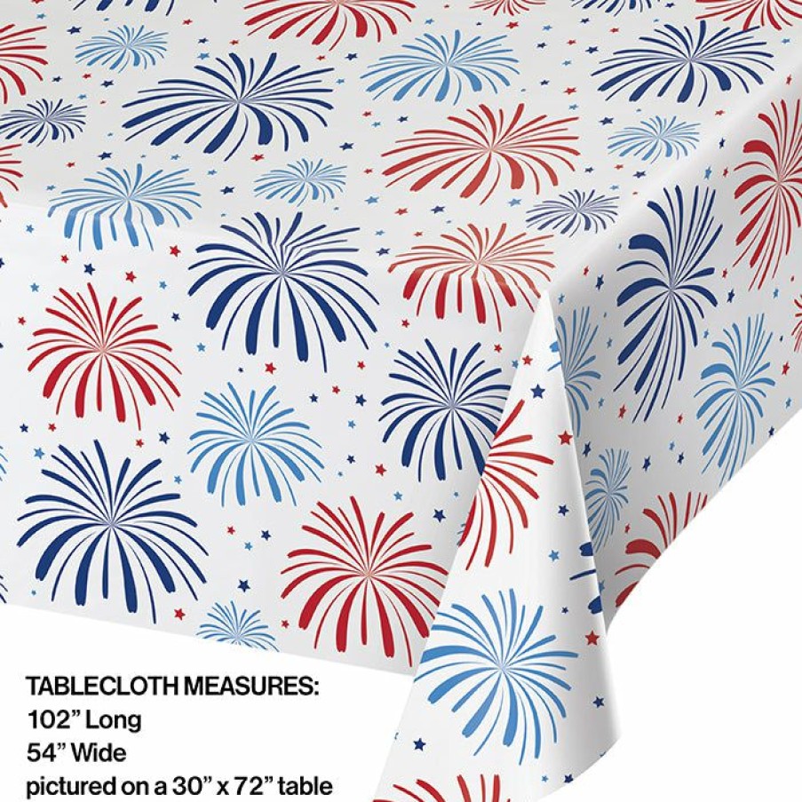 Holidays * | Creative Converting Patriotic Patterns Plastic Tablecover, 54 X 102 All Over Print Patriotic And 4Th Of July Party Decorations