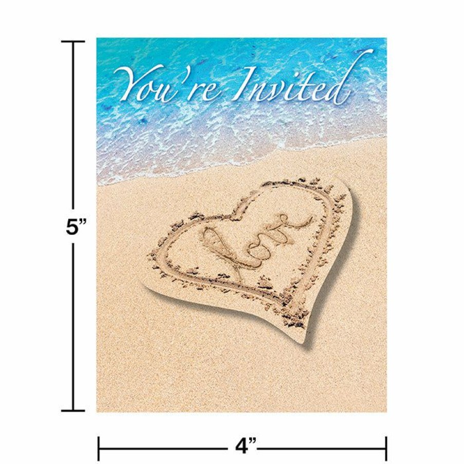 Bridal And Wedding * | Creative Converting Beach Love Invitation, Postcard With Attachment (48/Case)